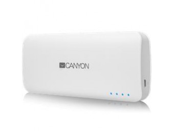 Canyon CNE-CPB100W externá batéria s nabíjačkou 10.000 mAh, dual USB 5V/1A/2A, pre smartfóny a tablety, biela